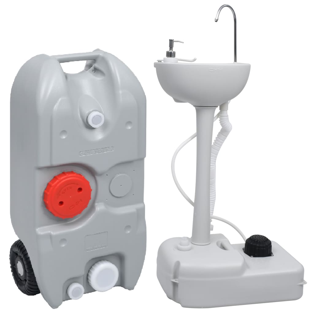 Set Supporto Lavamani Da Campeggio Portatile E Tanica D'acqua