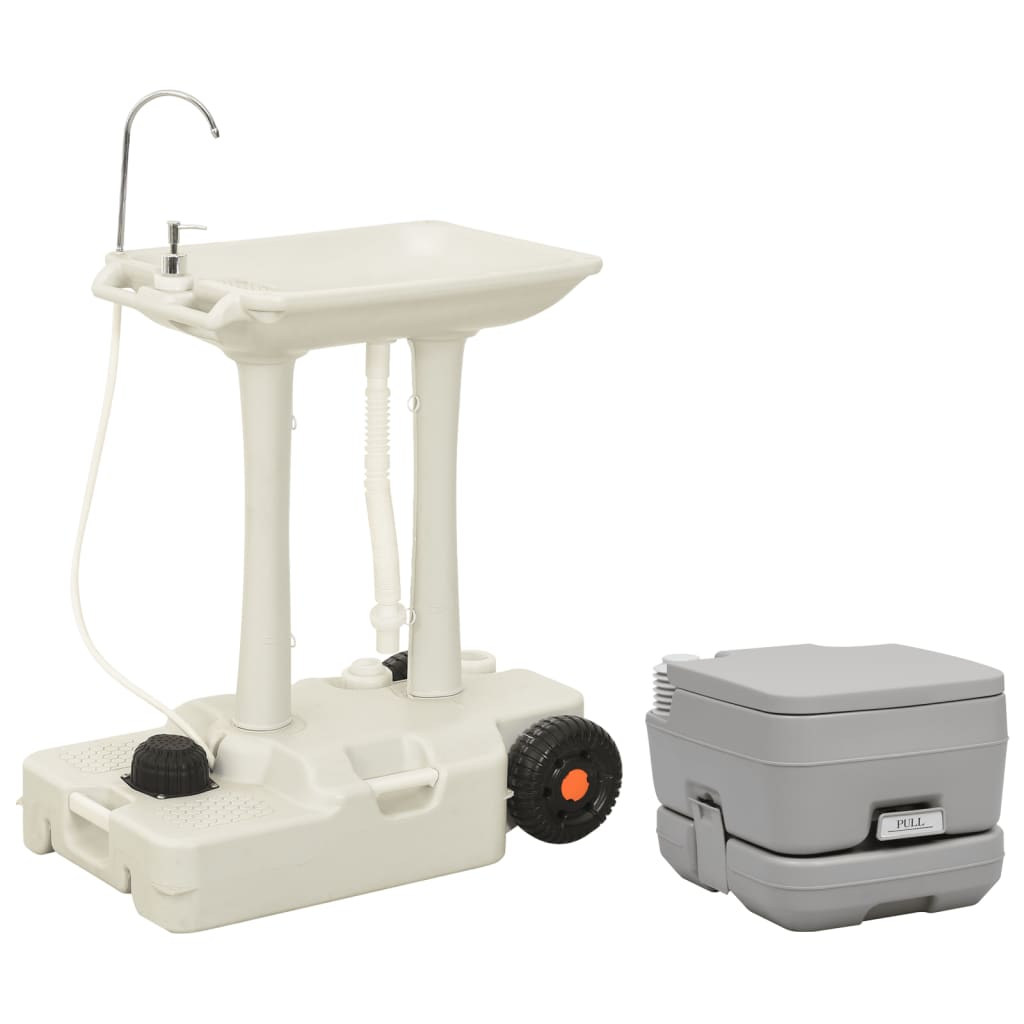 Set Toilette Da Campeggio Portatile E Supporto Lavamani