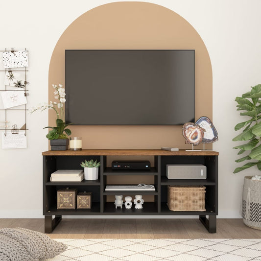 Mobile Tv 100X33X46Cm Legno Massello Mango E Legno Multistrato
