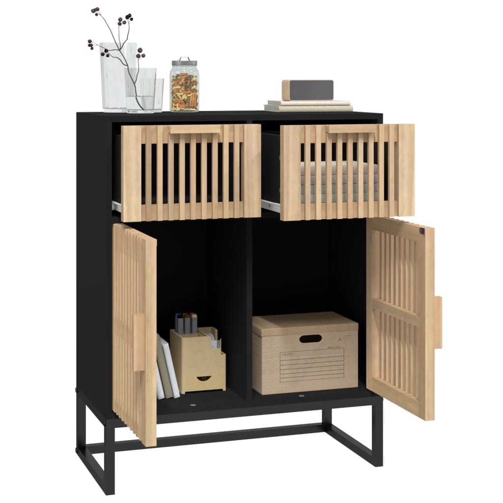 Credenza Nera 60X30X75 Cm In Legno Multistrato