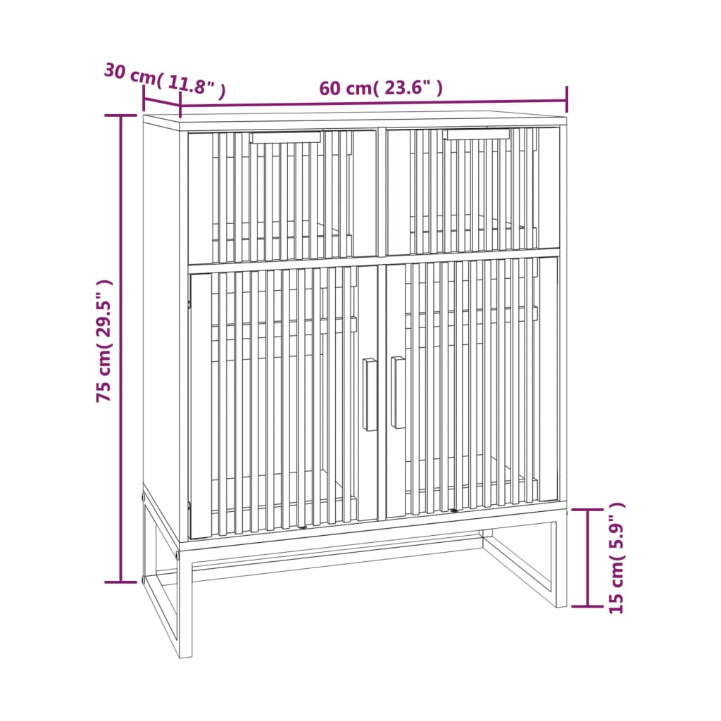 Credenza Nera 60X30X75 Cm In Legno Multistrato