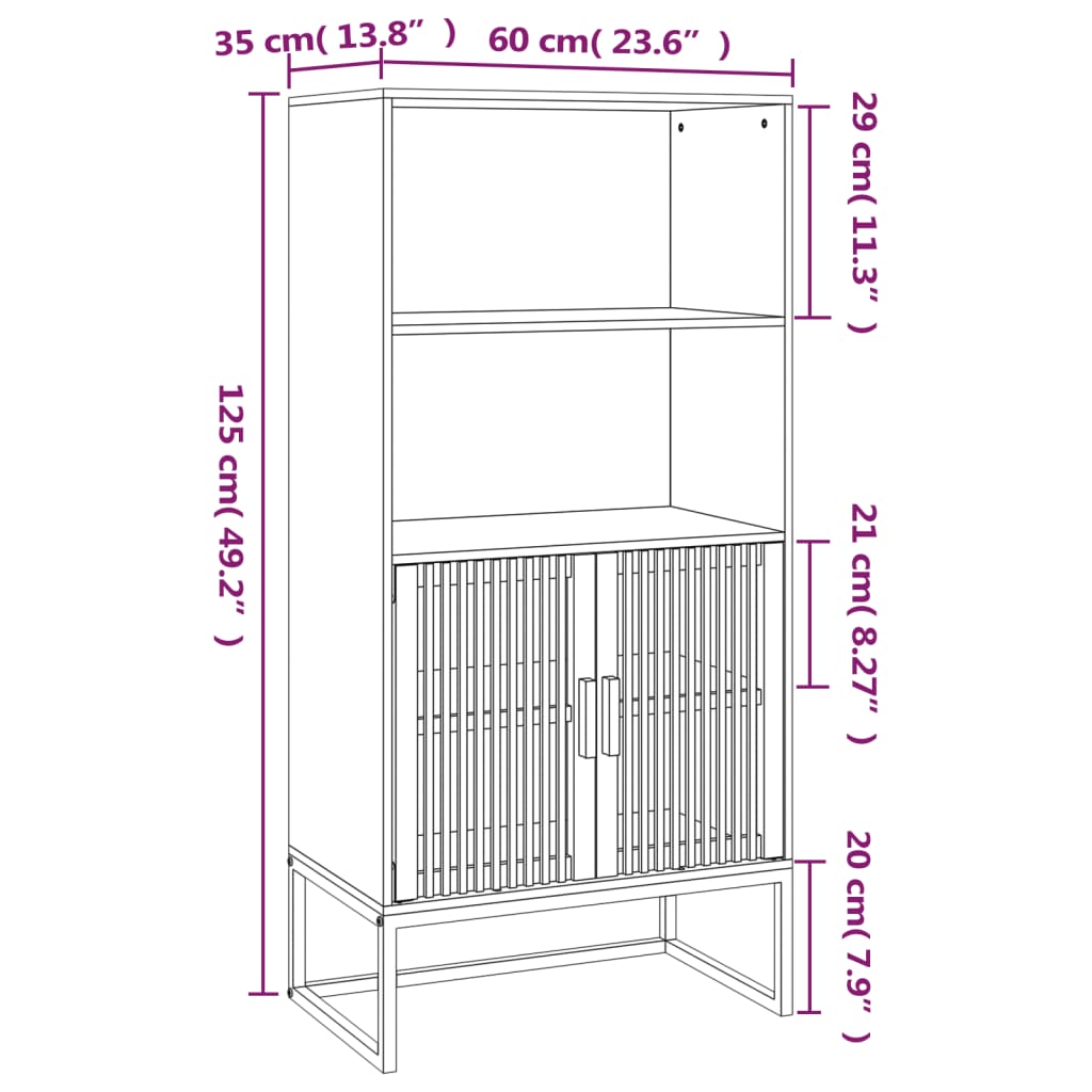 Credenza 60X35X125 Cm In Legno Multistrato