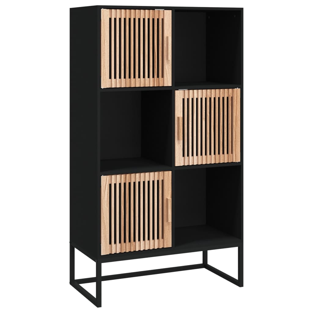 Credenza Nera 70X35X125 Cm In Legno Multistrato