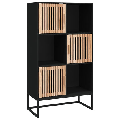 Credenza Nera 70X35X125 Cm In Legno Multistrato