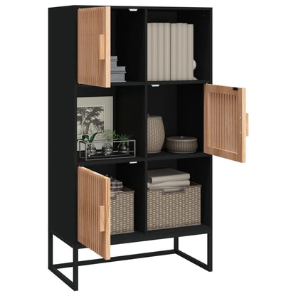 Credenza Nera 70X35X125 Cm In Legno Multistrato