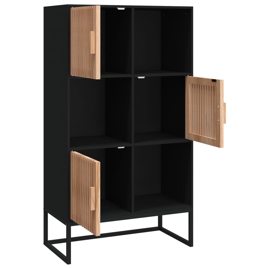 Credenza Nera 70X35X125 Cm In Legno Multistrato
