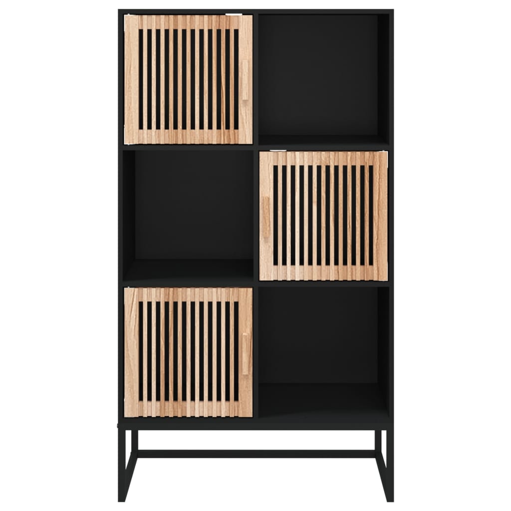 Credenza Nera 70X35X125 Cm In Legno Multistrato