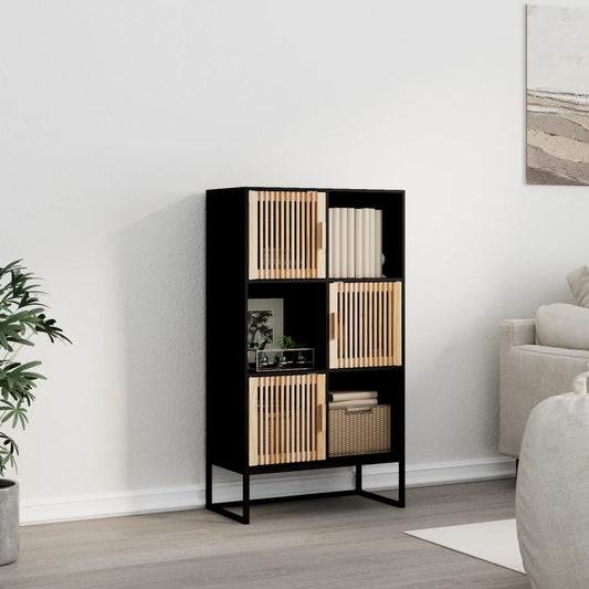 Credenza Nera 70X35X125 Cm In Legno Multistrato