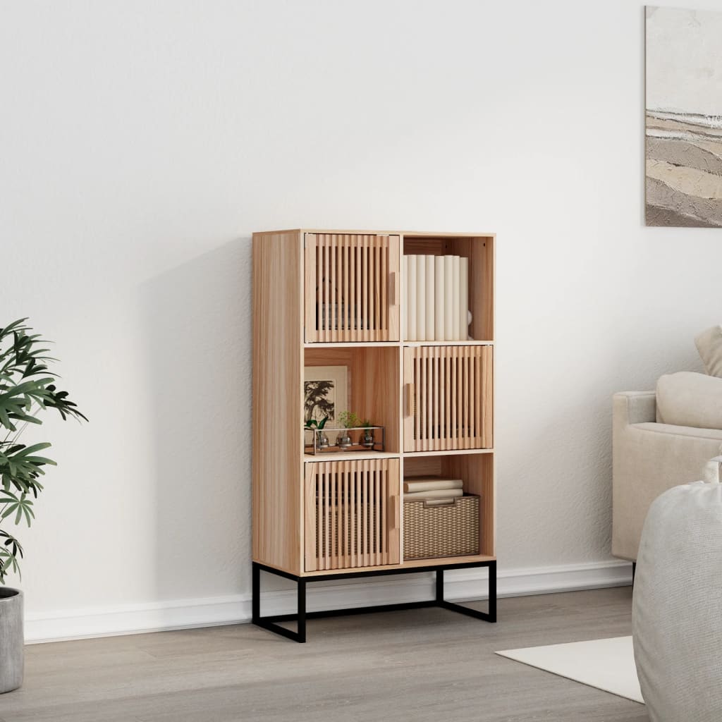 Credenza Nera 70X35X125 Cm In Legno Multistrato