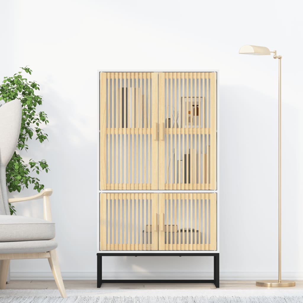 Credenza Nera 70X35X125 Cm In Legno Multistrato