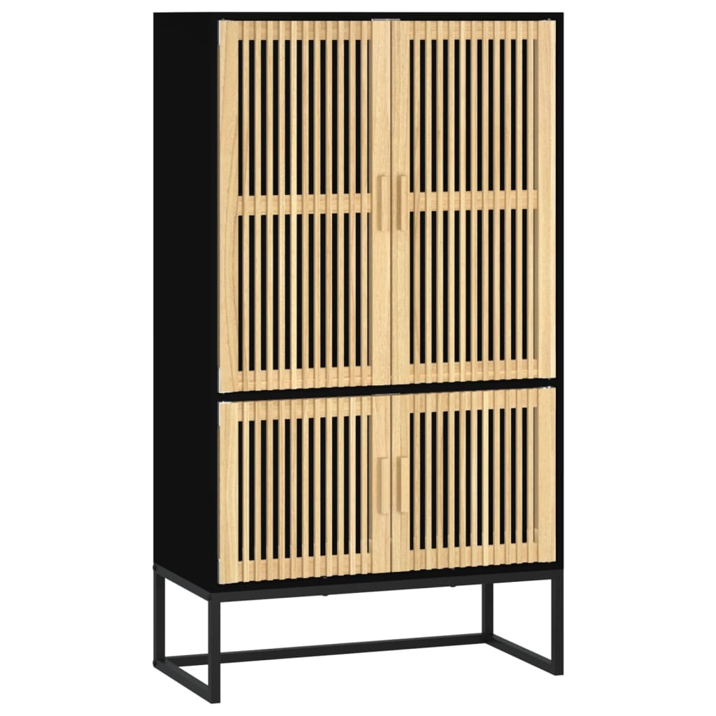 Credenza Nera 70X35X125 Cm In Legno Multistrato