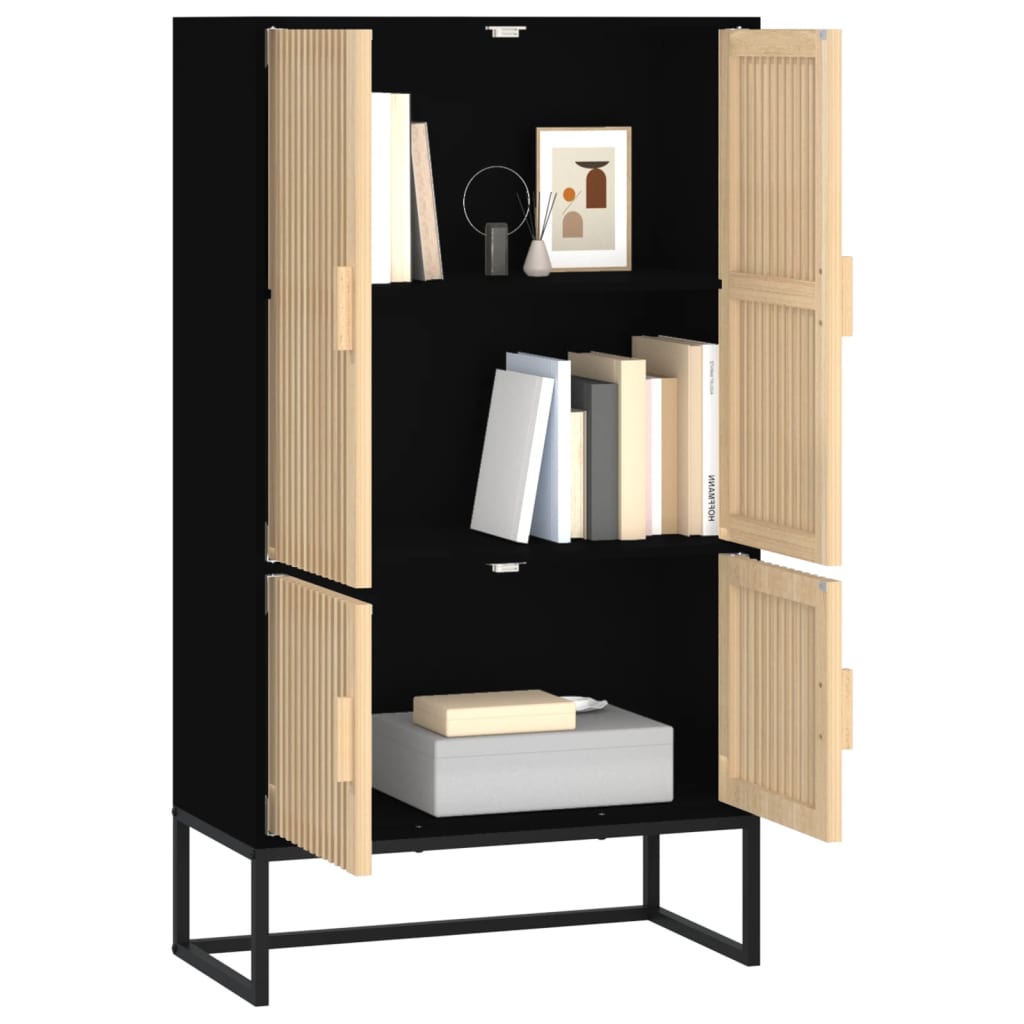 Credenza Nera 70X35X125 Cm In Legno Multistrato