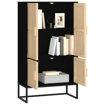 Credenza Nera 70X35X125 Cm In Legno Multistrato