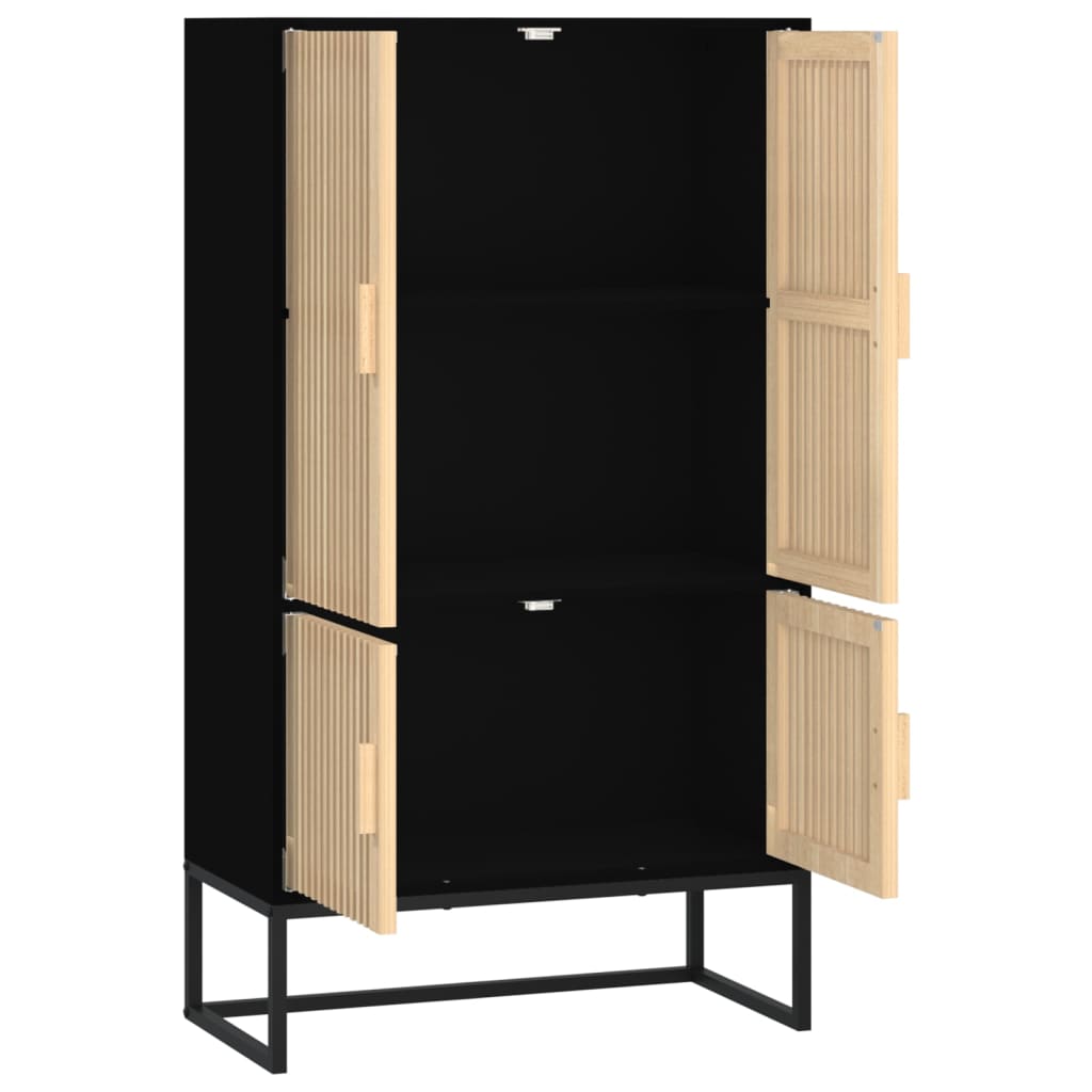 Credenza Nera 70X35X125 Cm In Legno Multistrato