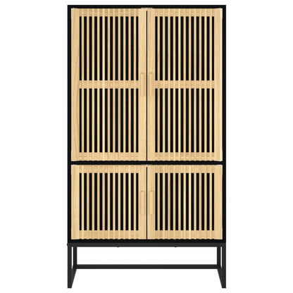 Credenza Nera 70X35X125 Cm In Legno Multistrato