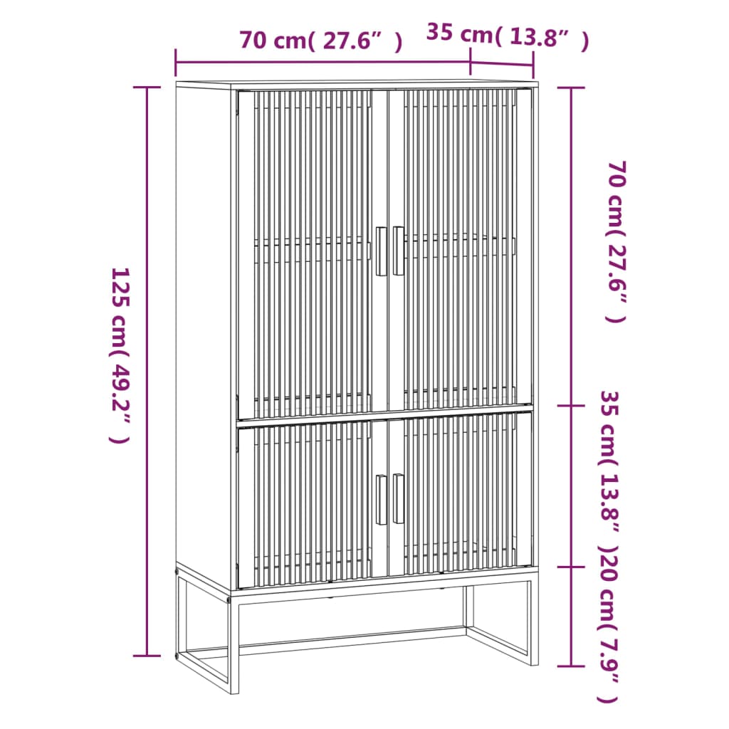 Credenza Nera 70X35X125 Cm In Legno Multistrato