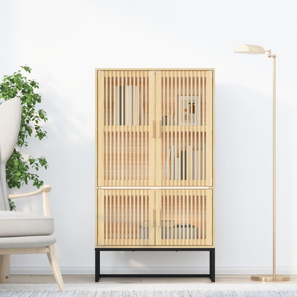 Credenza Nera 70X35X125 Cm In Legno Multistrato