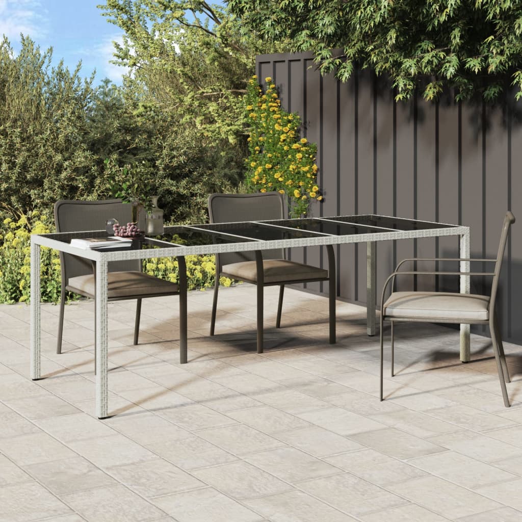 Tavolo Giardino 250X100X75Cm Vetro Temperato Polyrattan