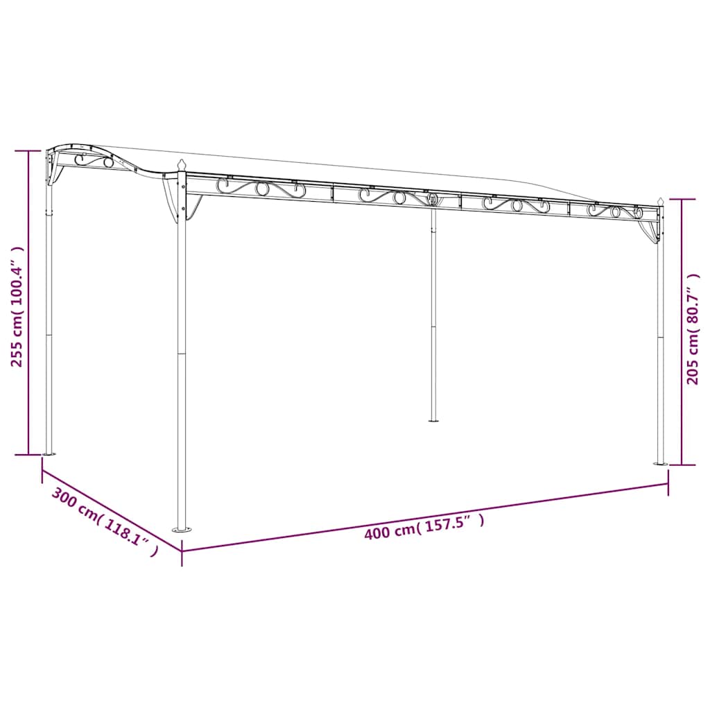 Tettoia 4X3 M 180 G/M² Tessuto E Acciaio