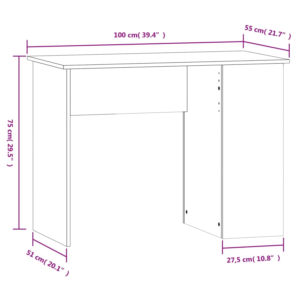 Scrivania Nera 100X55X75 Cm In Legno Multistrato