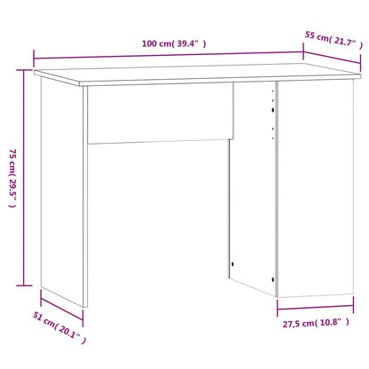 Scrivania Nera 100X55X75 Cm In Legno Multistrato