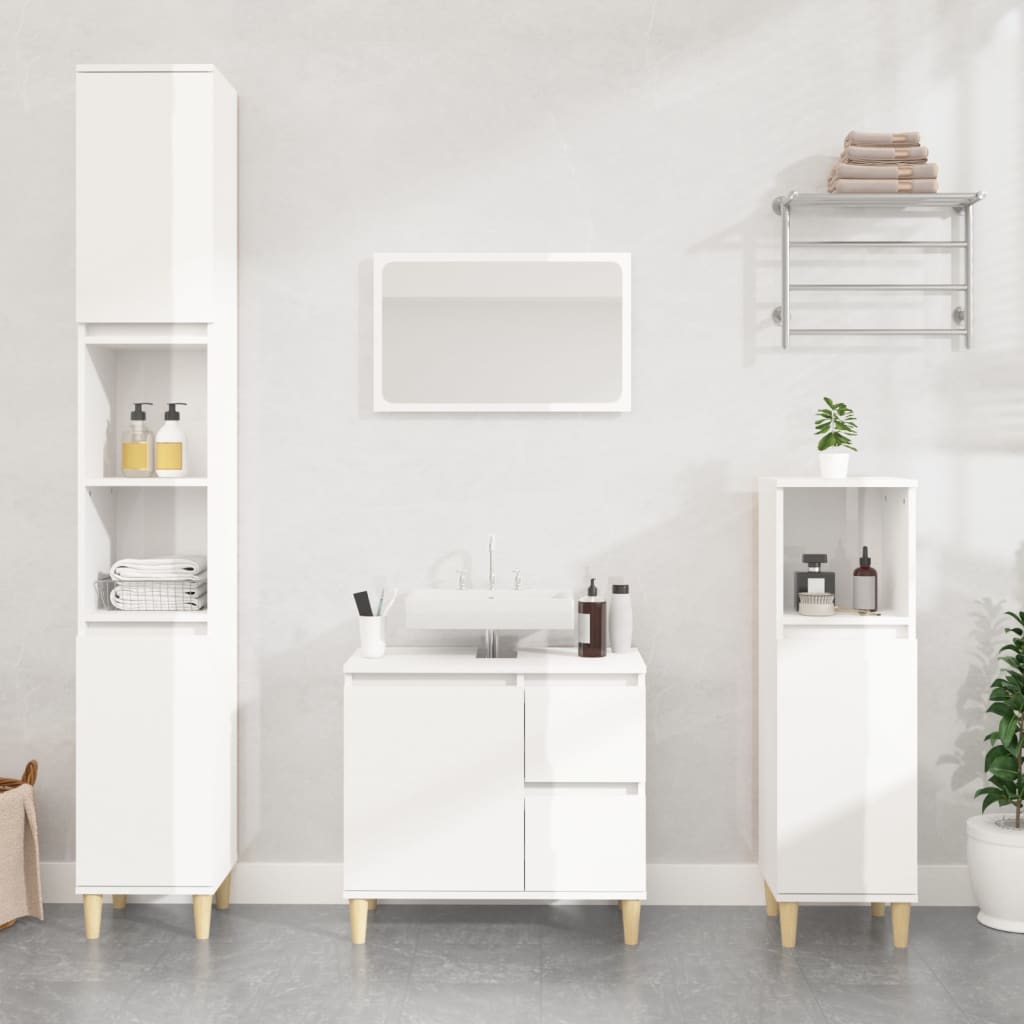 Armadietto Bagno 30X30X190 Cm Legno Multistrato