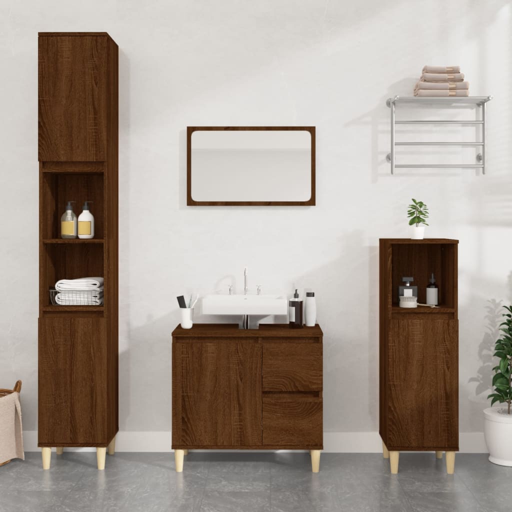 Armadietto Bagno 30X30X190 Cm Legno Multistrato