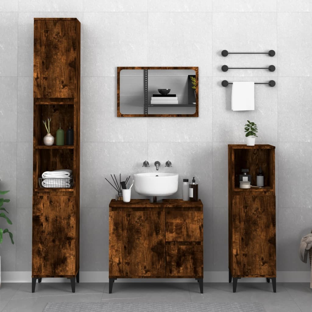 Armadietto Bagno Rovere 30X30X190 Cm Legno Multistrato