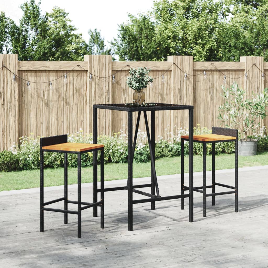 Tavolo Da Bar Con Piano In Vetro 110X70X110Cm Polyrattan
