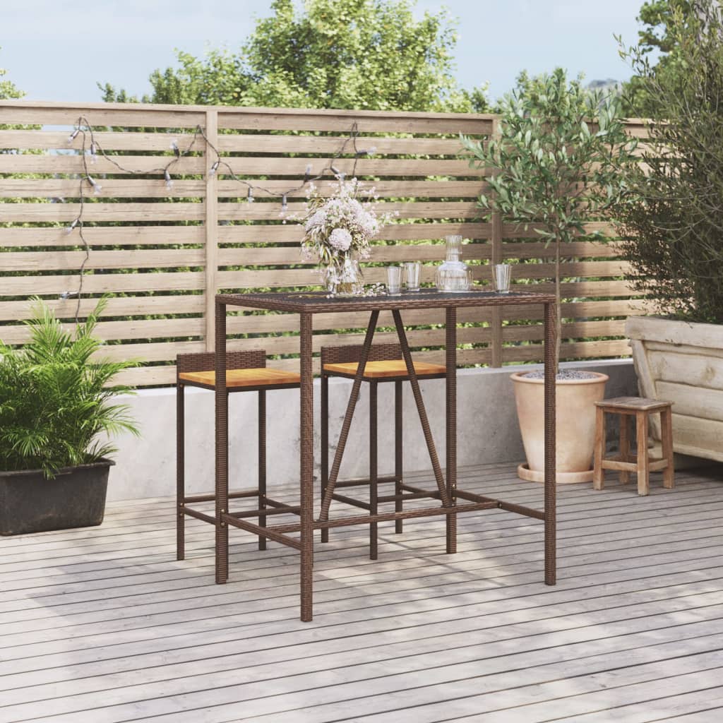 Tavolo Da Bar Con Piano In Vetro 110X70X110Cm Polyrattan