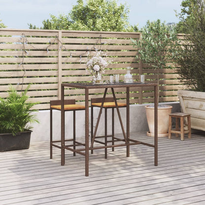 Tavolo Da Bar Con Piano In Vetro 110X70X110Cm Polyrattan