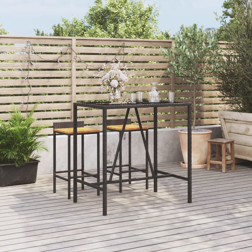 Tavolo Da Bar Con Piano In Vetro 110X70X110Cm Polyrattan
