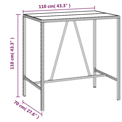 Tavolo Da Bar Con Piano In Vetro 110X70X110Cm Polyrattan