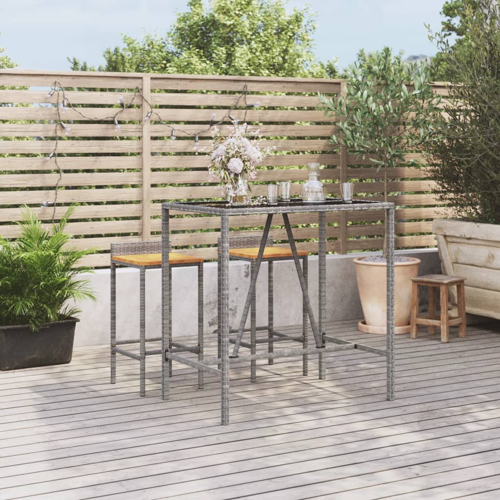 Tavolo Da Bar Con Piano In Vetro 110X70X110Cm Polyrattan
