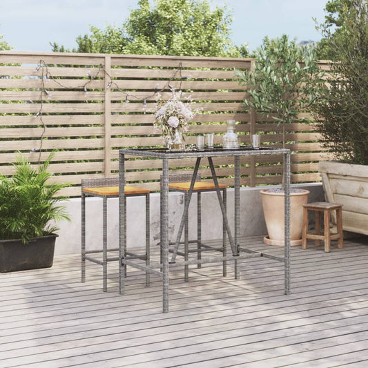 Tavolo Da Bar Con Piano In Vetro 110X70X110Cm Polyrattan