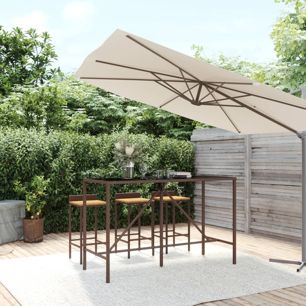 Tavolo Da Bar Con Piano In Vetro 110X70X110Cm Polyrattan