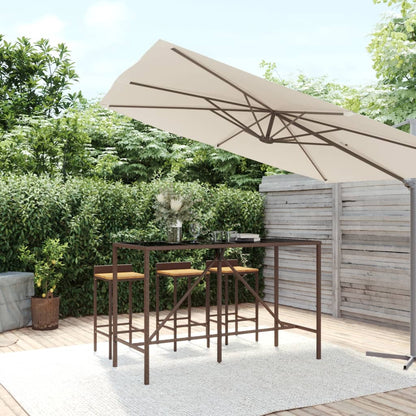 Tavolo Da Bar Con Piano In Vetro 110X70X110Cm Polyrattan