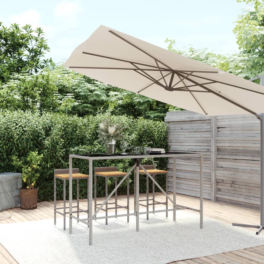Tavolo Da Bar Con Piano In Vetro 110X70X110Cm Polyrattan