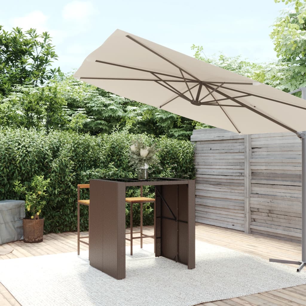 Tavolo Bar Con Piano In Vetro Polyrattan