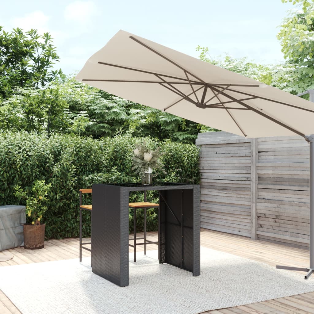 Tavolo Bar Con Piano In Vetro Polyrattan