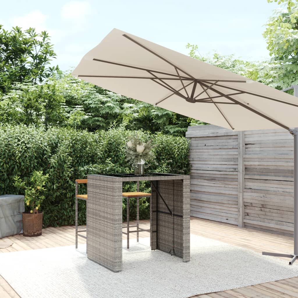 Tavolo Bar Con Piano In Vetro Polyrattan
