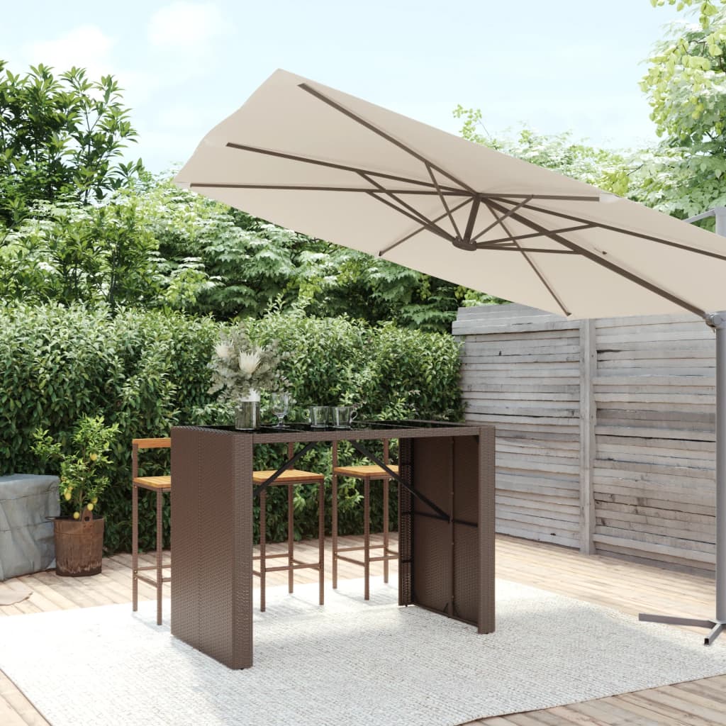 Tavolo Bar Con Piano In Vetro Polyrattan