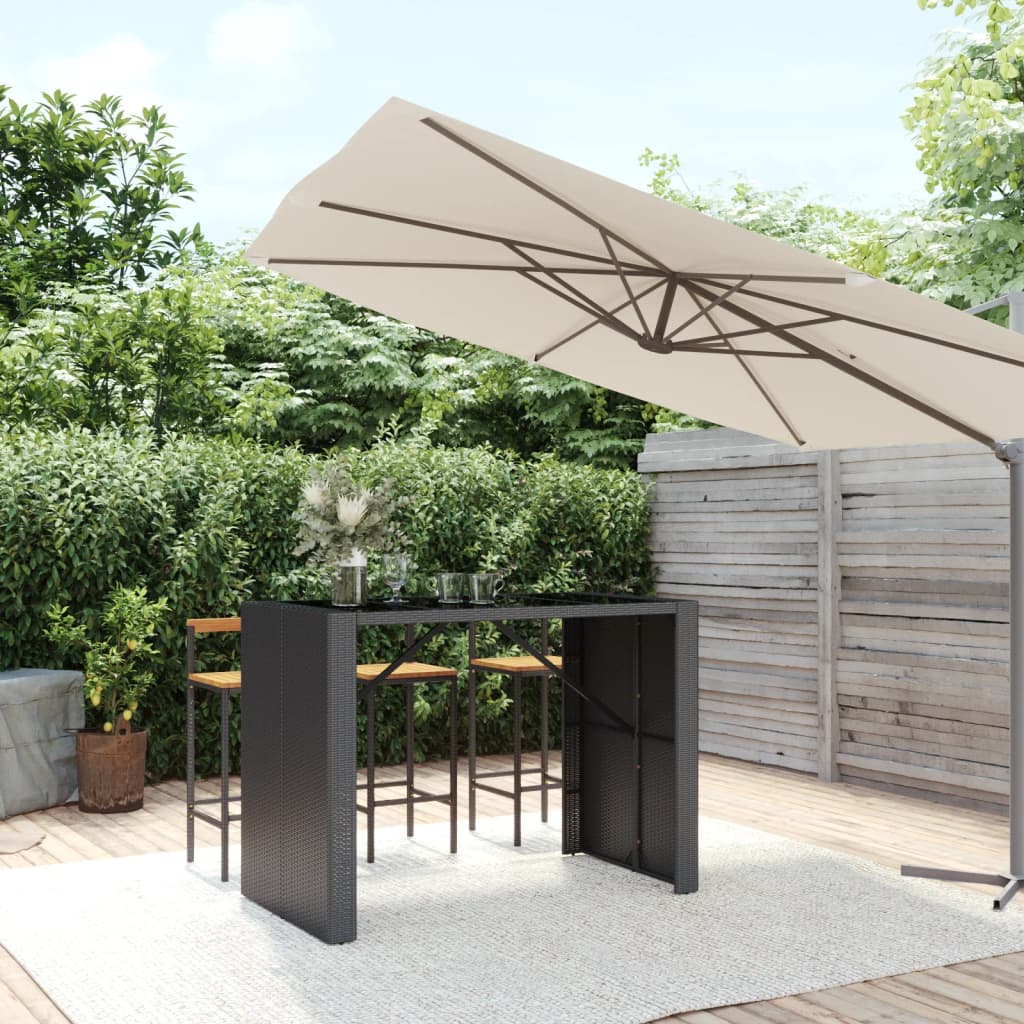 Tavolo Bar Con Piano In Vetro Polyrattan