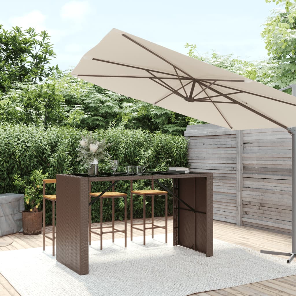 Tavolo Bar Con Piano In Vetro Polyrattan