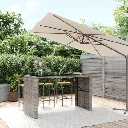 Tavolo Bar Con Piano In Vetro Polyrattan