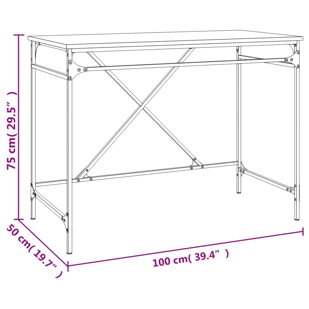 Scrivania 100X50X75 Cm Legno Multistrato E Ferro