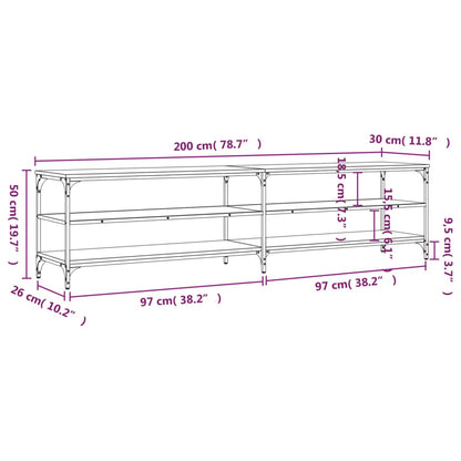 Mobile Tv 200X30X50Cm Legno Multistrato E Metallo