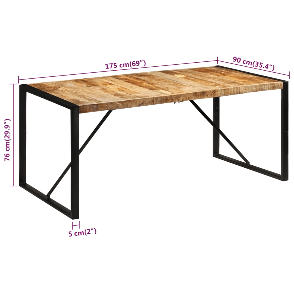 Tavolo Da Pranzo 175X90X76 Cm In Legno Grezzo Massello Di Mango