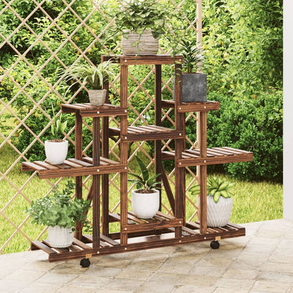 Portafiori Con Ruote In Legno Massello Di Abete