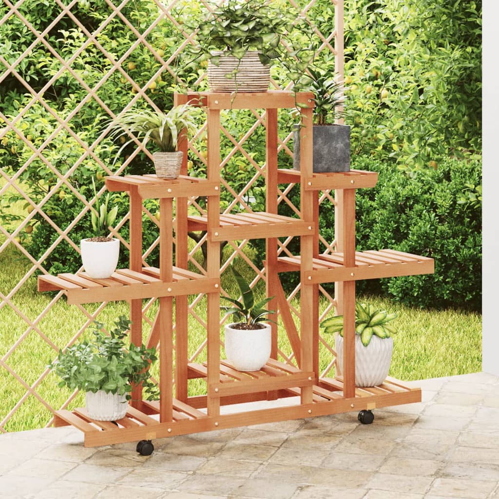 Portafiori Con Ruote In Legno Massello Di Abete